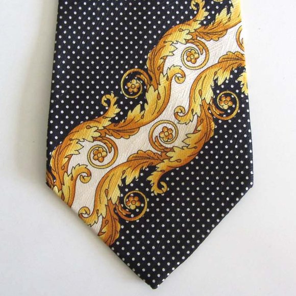 VERSACE Baroque Polka Dot neck tie Spain 100% silk - Picture 4 of 6